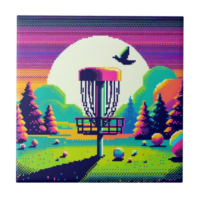 Pixel Art Disk Golf Course Fliese (Vorderseite)