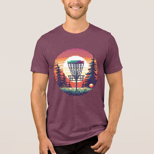 Pixel Art Disk Golf Course Tri-Blend Shirt (Vorderseite)