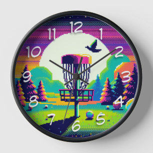 Pixel Art Disk Golf Course Uhr