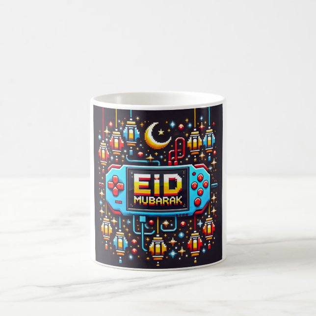 Pixel Art Eid Mubarak Gaming Kaffeetasse (Mittel)