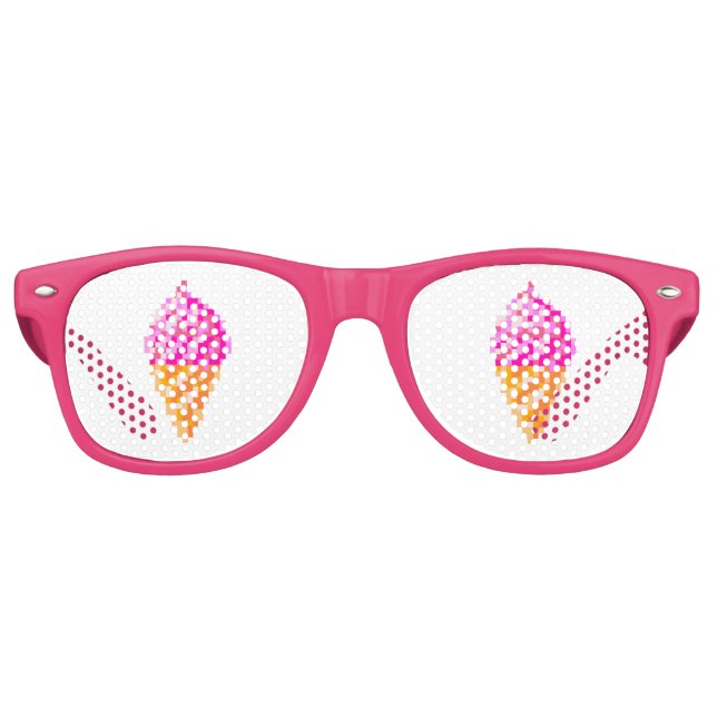 Pixel Art Eis Kegel pink und orange Partybrille (Vorderseite)