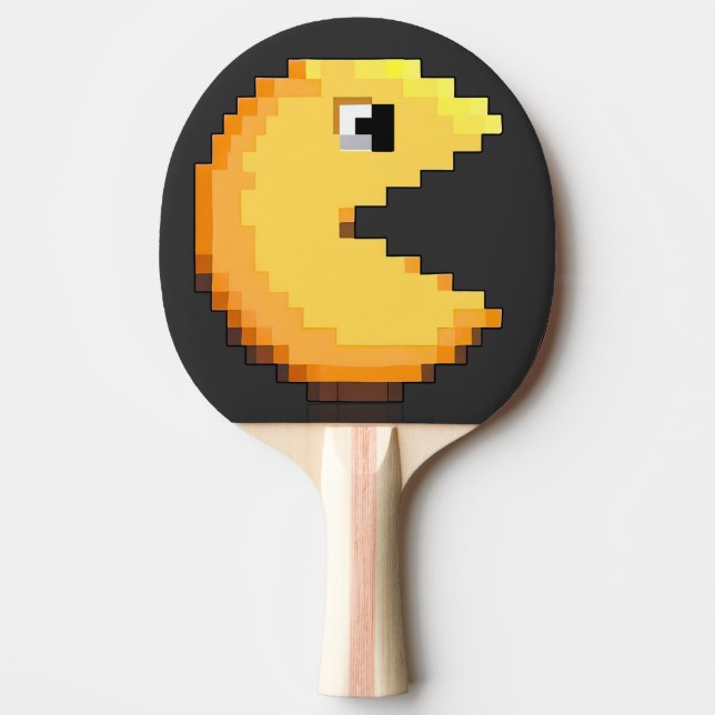 Pixel Art fanart tribut PacMan gelb schwarz Tischtennis Schläger (Vorderseite)