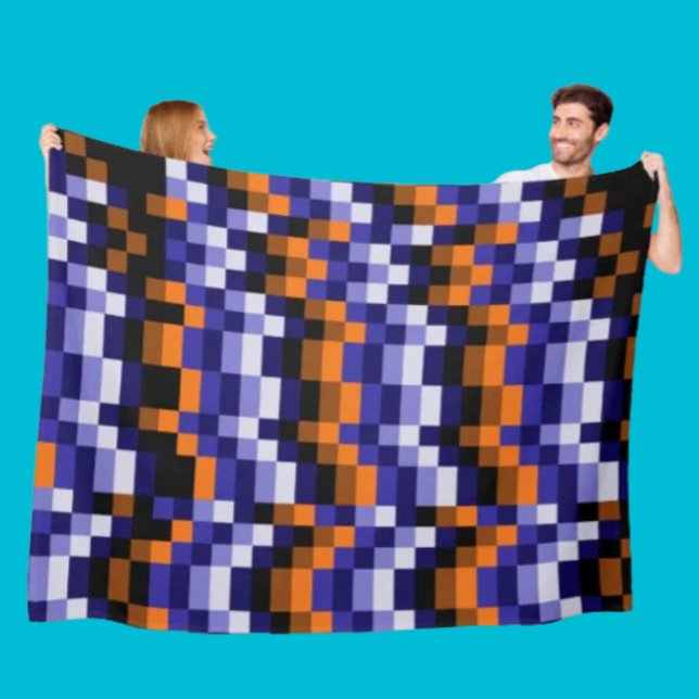 Pixel Art Fleece Blanket - Blues, Orange & Earth (Von Creator hochgeladen)