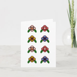 Pixel Art Floral Muster (blassrosa Aufkleber) Karte