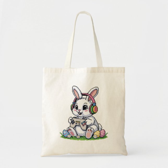 Pixel Art Gamer Osterhase Tragetasche (Vorne)