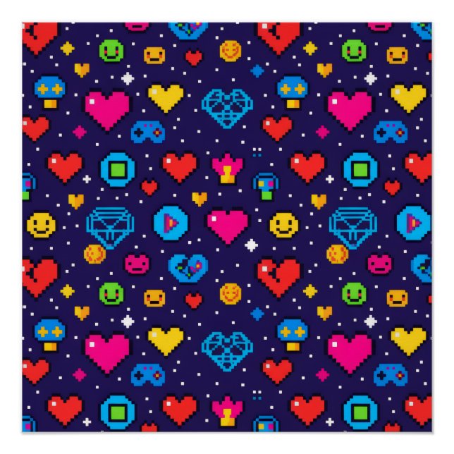 Pixel Art Gaming Aesthetic Room Décor Poster (Vorderseite)