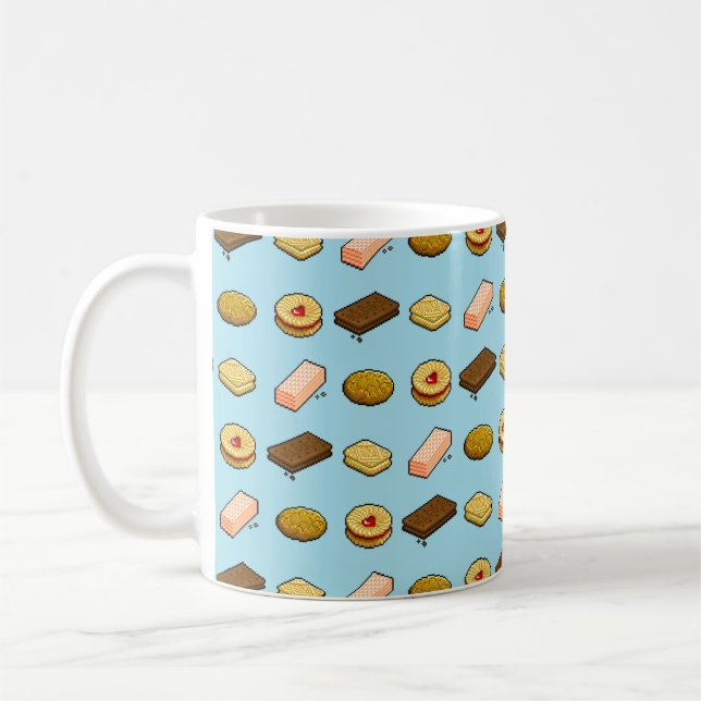 Pixel Art Geschmackhaftes Biscuit Cookie Selection Tasse (Links)