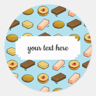 Pixel Art Geschmackhaftes Cookie Biscuit Muster Runder Aufkleber