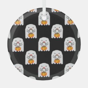 Pixel Art Ghost: Halloween-Muster Ornament Aus Glas