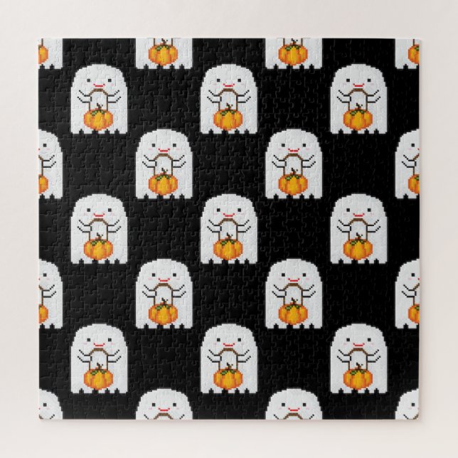Pixel Art Ghost: Halloween-Muster Puzzle (Vertikal)