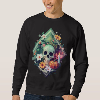 Pixel-Art-Giftflasche mit floralem Totenkopf Sweatshirt
