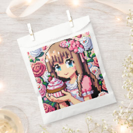 Pixel Art Girls rosa Geburtstagskarte Geschenktütchen