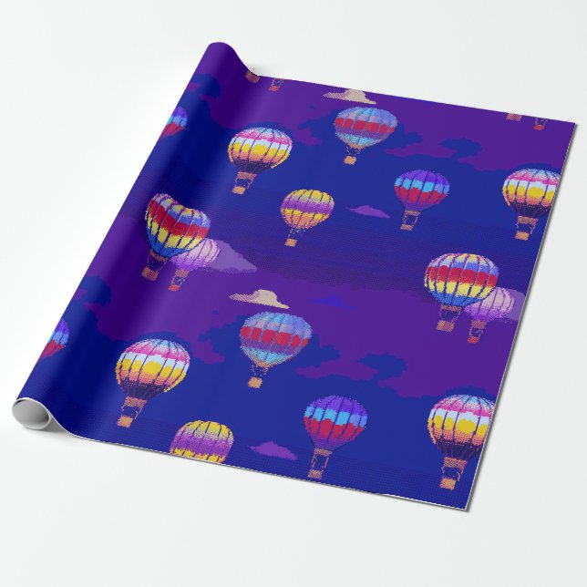 Pixel Art Heißluftballon-Geschenkpapier Geschenkpapier (Ungerollt)