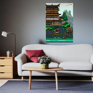 Pixel Art, Japanesstadt   AI Art Poster