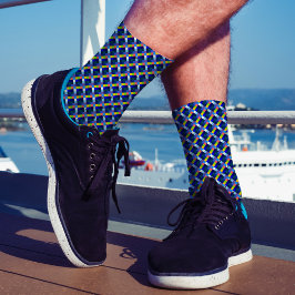 Pixel Art Kariert Moderne Navy Blue Abstrakt Geeky Socken