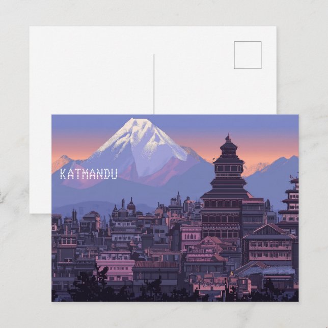 Pixel Art Katmandu Nepal Postkarte (Vorne/Hinten)