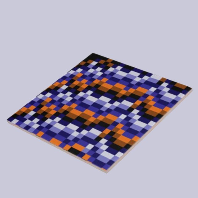 Pixel Art Keramik Tile - Blues, Orange & Earth Fliese (Von Creator hochgeladen)