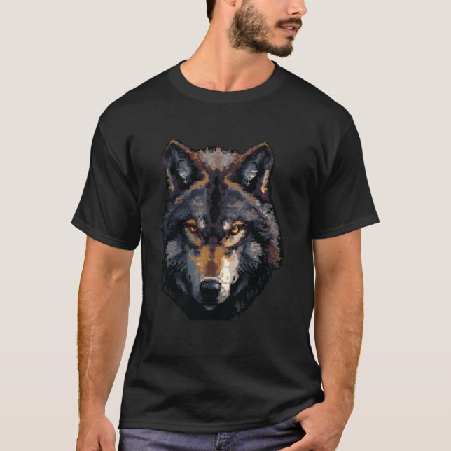 Pixel Art Lover - Wolf Vater Mama T-Shirt (Vorderseite)
