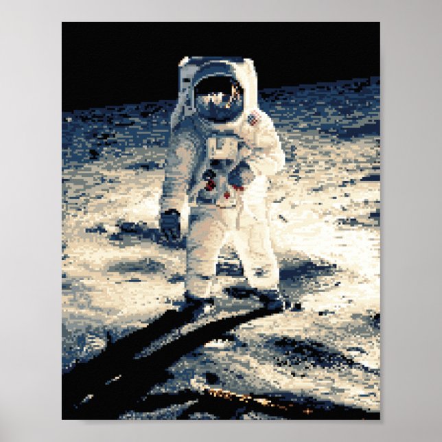 Pixel Art Moon Man (History in Pixels) Poster (Vorne)