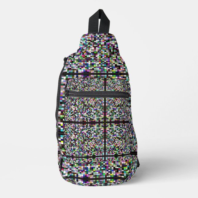 Pixel Art Multicolor Crossbody Bag (Vorderseite)