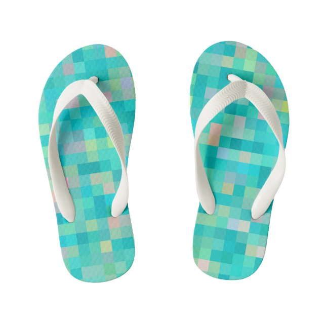 Pixel Art Multicolor Muster Kinderbadesandalen (Fußbett)