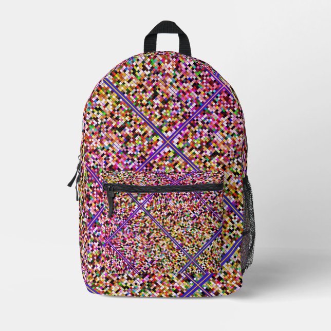 Pixel Art Multicolor Pink Bedruckter Rucksack (Vorderseite)