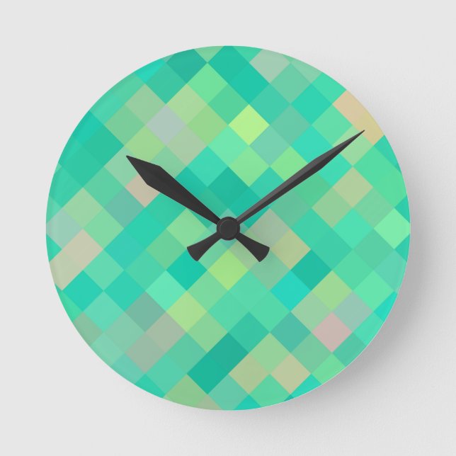 Pixel Art Muster Runde Wanduhr (Vorderseite)