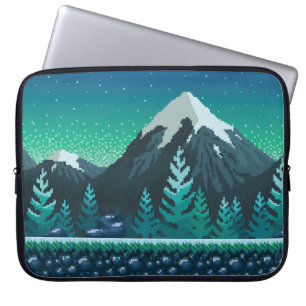 Pixel Art nahtloser Hintergrund. Ort mit Schnee Laptopschutzhülle