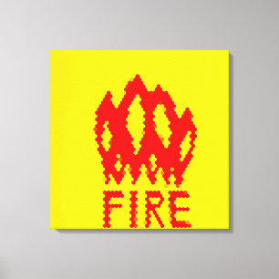 PIXEL ART  on flames on canvas print Leinwanddruck