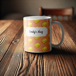 Pixel Art Pink & Yellow Battenberg Cake Muster Kaffeetasse