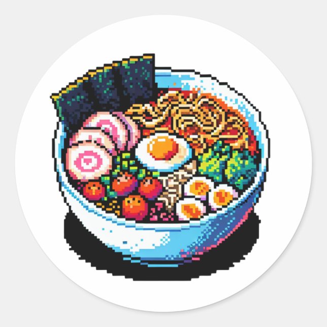 Pixel Art Ramen Noodles Runder Aufkleber (Vorderseite)