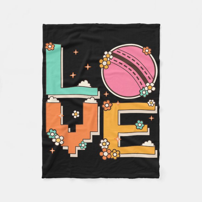 Pixel Art Retro 60s 70s Style Hippie Outfit Love C Fleecedecke (Vorderseite)