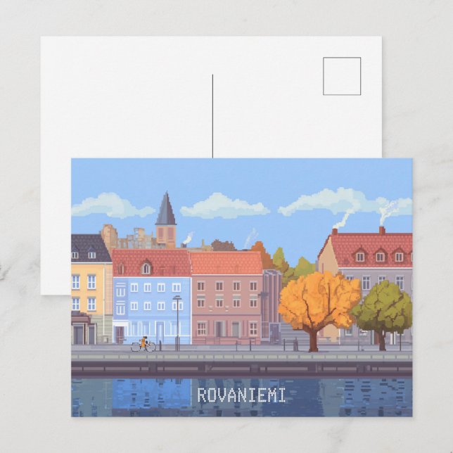 Pixel Art Rovaniemi Finnland Postkarte (Vorne/Hinten)