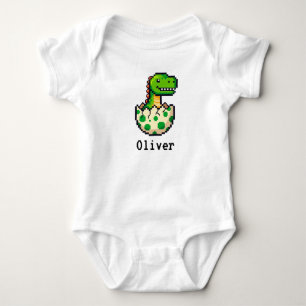 Pixel-Art schlüpfender Dinosaurier – 8-Bit Retro-G Baby Strampler
