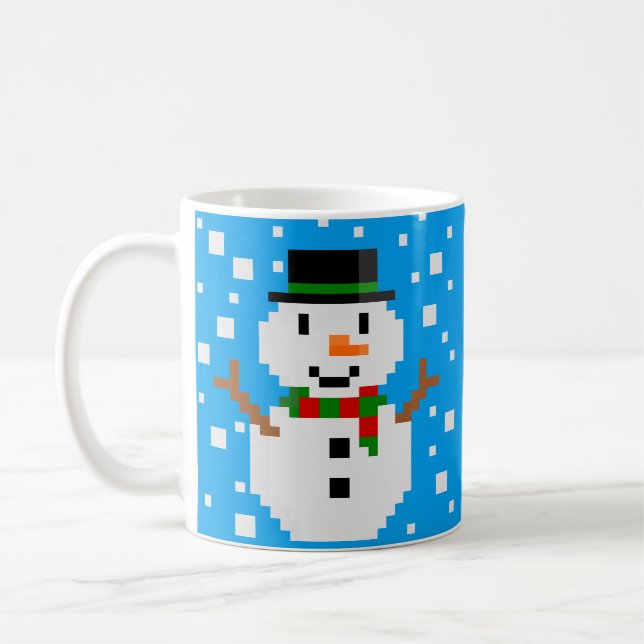 Pixel Art SCHNEEMANN Kaffeetasse (Links)