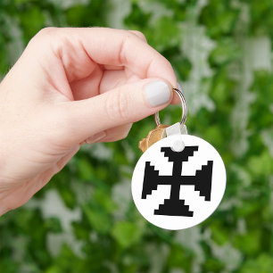 Pixel-Art Schwarz Kreuz Symbol  Schlüsselanhänger