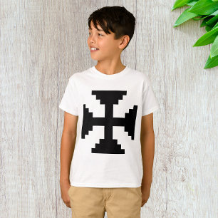 Pixel-Art Schwarz Kreuz Symbol  T-Shirt
