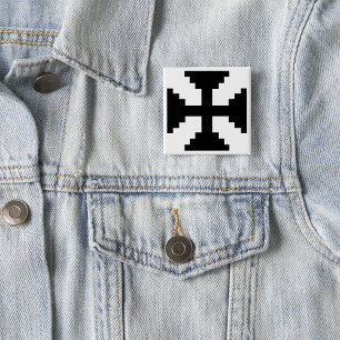 Pixel-Art Schwarzes Kreuz-Symbol  Button