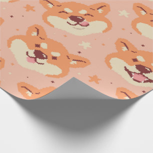 Pixel Art Shiba Inu Wrapping Paper Geschenkpapier