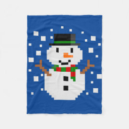 Pixel Art SNOWMAN Fleecedecke