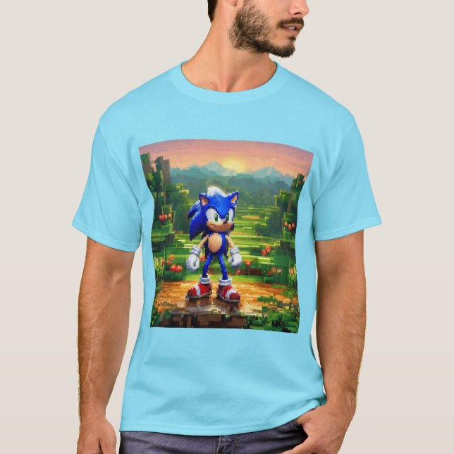 Pixel Art Sonic T-Shirt (Vorderseite)