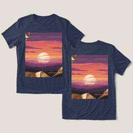 Pixel-Art-Sonnenuntergang Blaues T-Shirt Tri-Blend Shirt