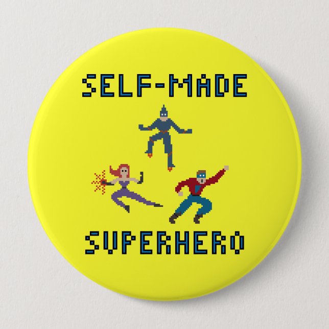 Pixel Art Superheroes-Schlüsselanhänger Button (Vorderseite)