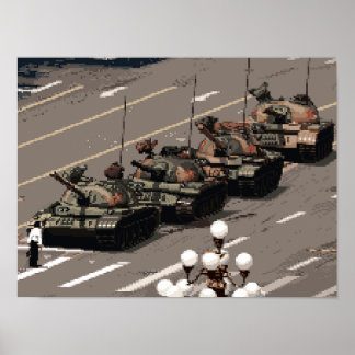 Pixel Art Tank Man (History in Pixels) Poster