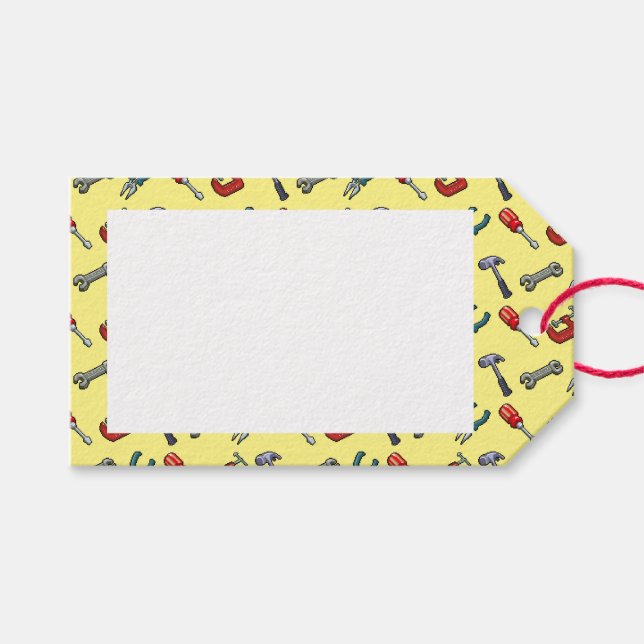 Pixel Art Tool Muster mit Hammer Vize und Zangen Geschenkanhänger (Vorderseite (Horizontal))