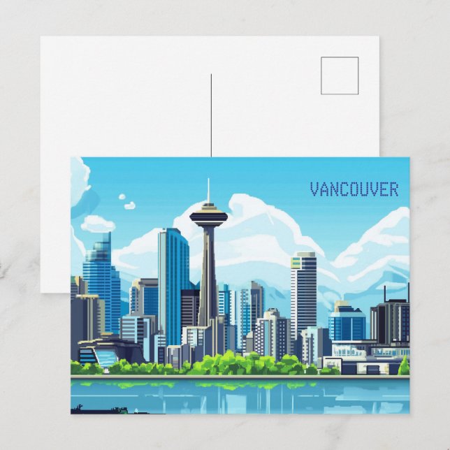 Pixel Art Vancouver Canada Postkarte (Vorne/Hinten)