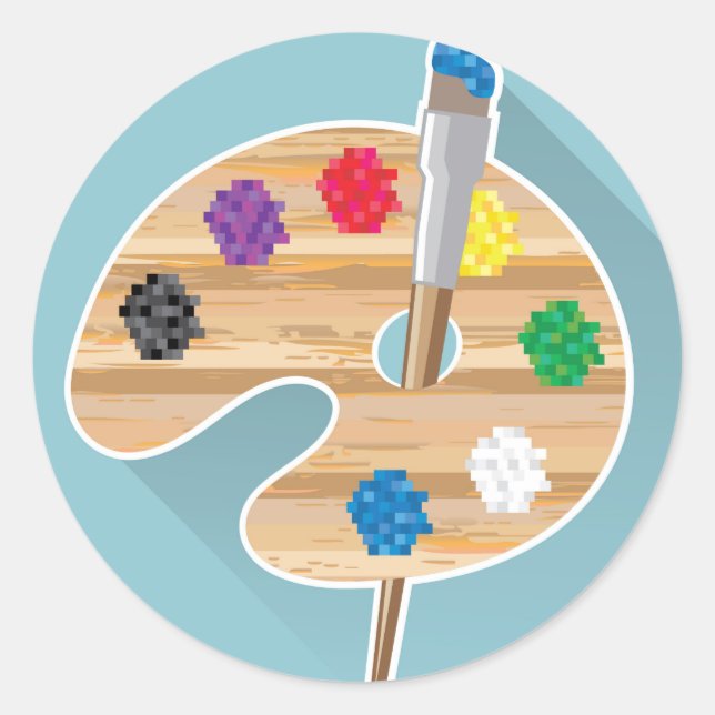 Pixel art Vector art Artists Palette Runder Aufkleber (Vorderseite)