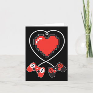 Pixel Art Videospiel Controller Valentinstag Gam Karte