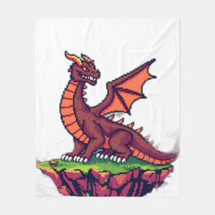 Pixel Art Vintag Dragon Fleecedecke