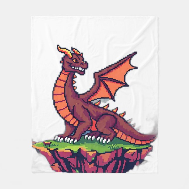 Pixel Art Vintag Dragon Fleecedecke (Vorderseite)